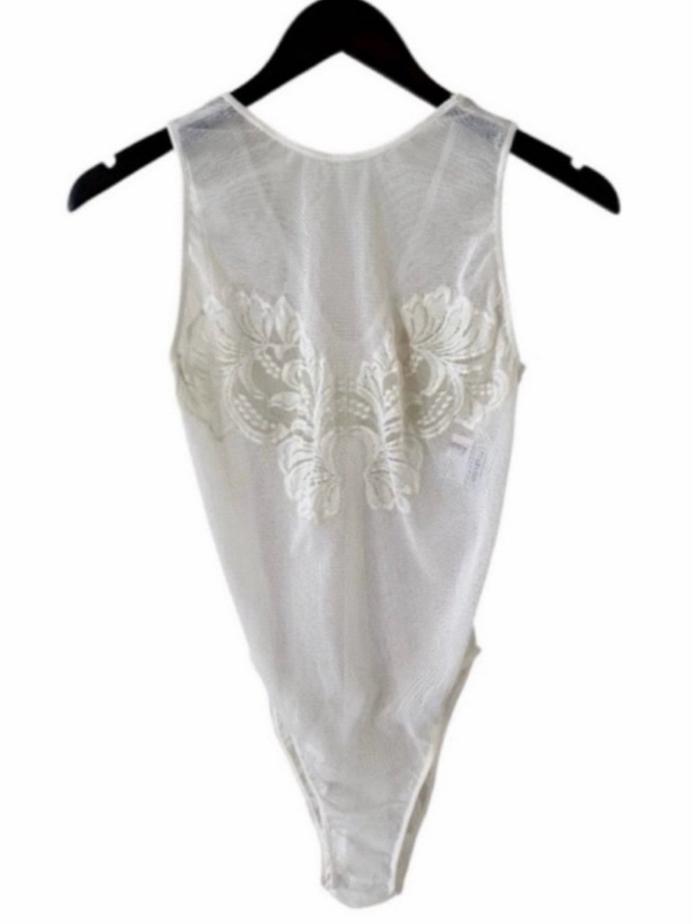 Natori for Neiman Marcus Vintage Ivory Sleeveless Sheer Mesh Bodysuit